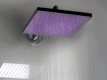 15Q-L1 - LED brass overhead shower with arm with chromotherapy by Rubinetterie Mariani - view 3